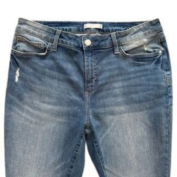 LC Lauren Conrad Skinny Jeans Medium Wash Distressed Cuffed Women's Size 14 - Picture 4 of 12